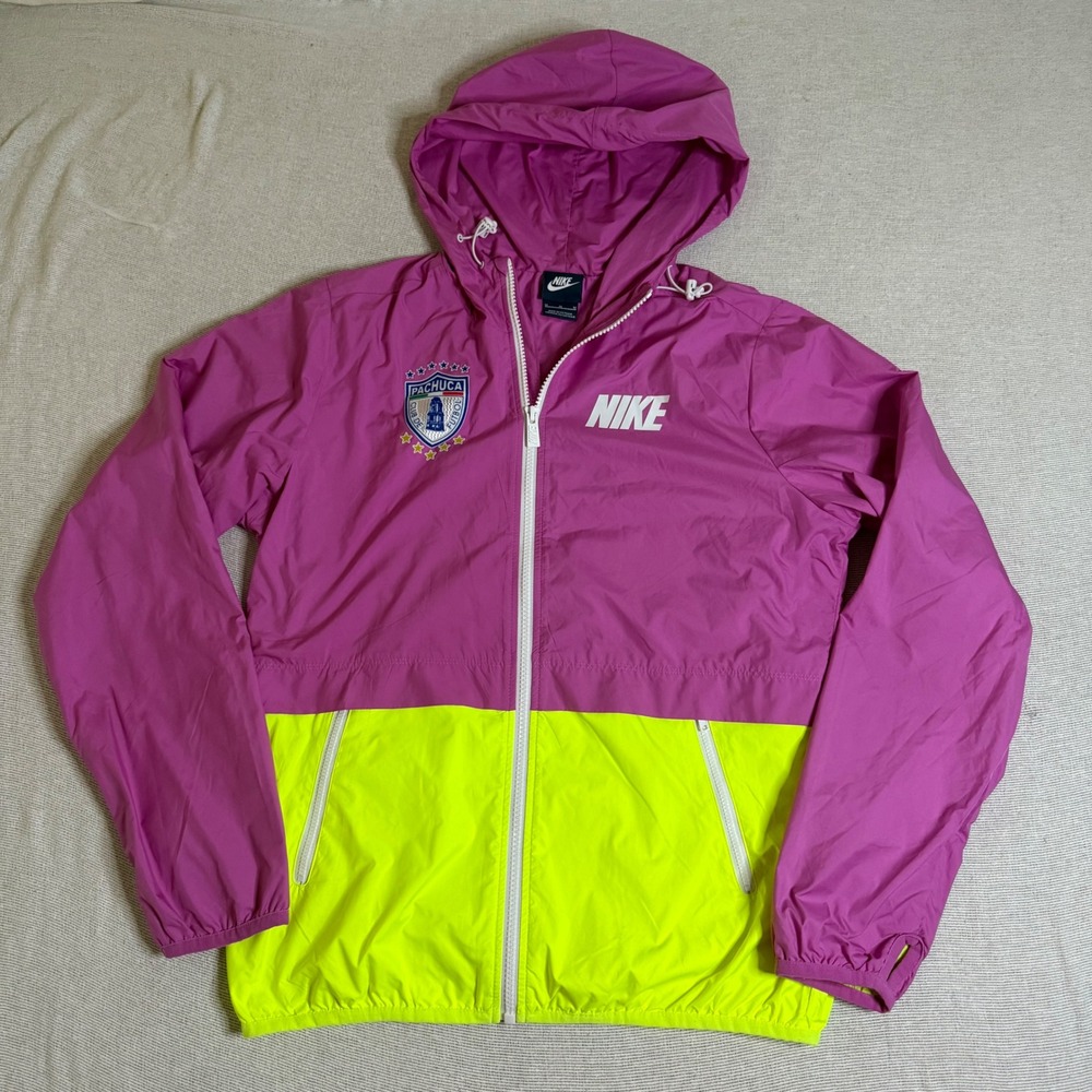 Nike Pachuca Club de Futbol Jacket Womens M Pink Yellow Windbreaker Full Zip